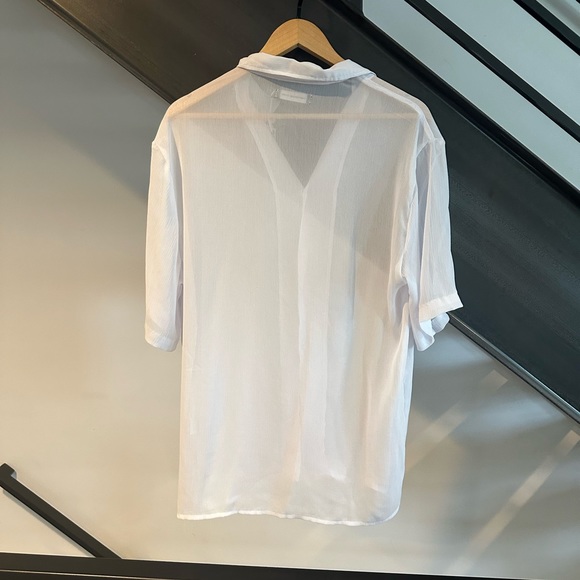 Nick Semi Sheer Rib Shirt White - Picture 2 of 3